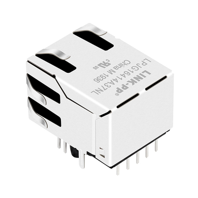 93637-8617 Single Port Shielded Rj45 Female Connector With Led Tab Up 1000 Base-T