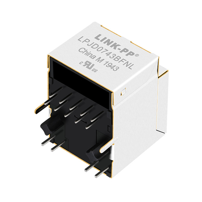جک عمودی HFJV1-1G41-L11RL 1000 Base-T RJ45 با مغناطیسی LPJD0743BFNL