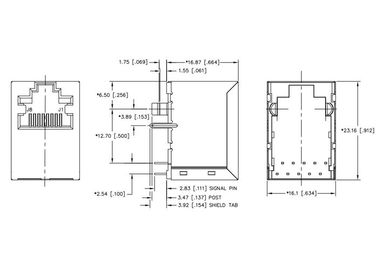 JXD3-0003NL اتصالات اترنت معادل EXT TEMP عمودی RJ45 MAG