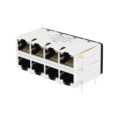JX20-0254NL 2x4 Port 10/100 Base-T G / O Led ICM Connector RJ45 Jack Magnetic