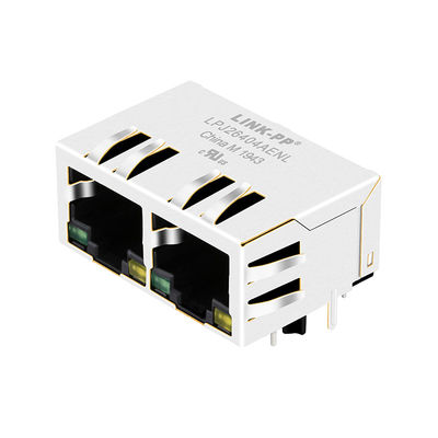 JXR8-1001NL 1x2 Port 10/100 Base-T G / Y led Ethernet Lan Port Network Jack RJ45 ICM connector