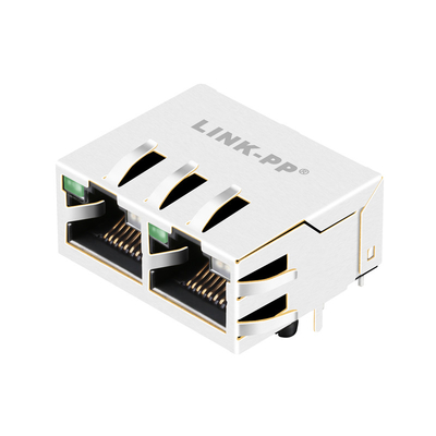 0826-1X2T-HS-F جک اترنت مغناطیسی 1000 Base-T Tab Up 1X2 Port