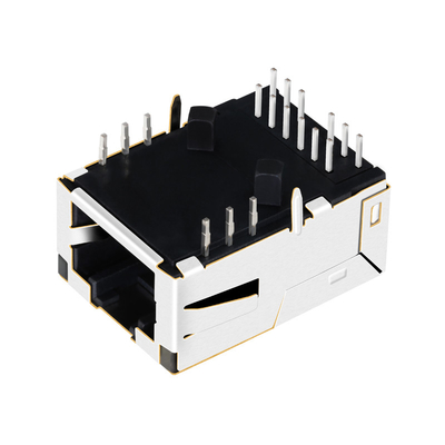 G10-1GHN-056 1 پورت زبانه بالا 10G Base-T کانکتور Rj45 با مشخصات محافظ با انگشت EMI