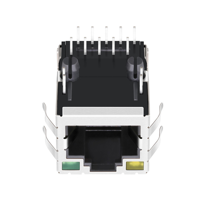 JXD1-9025NL 10/100 Base-T Tab Up 1 پورت Rj45 کانکتور محافظ با LED زرد / سبز