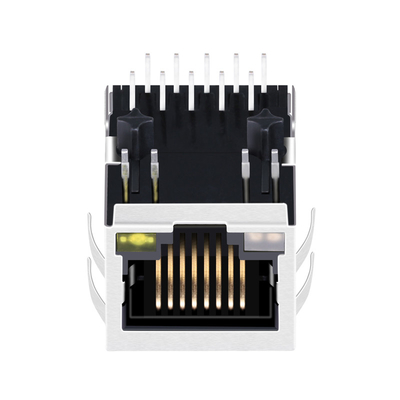 10G Base-T Tab Down 1 Through Hole جک مغناطیسی RJ45 با LED JTH-0024NL