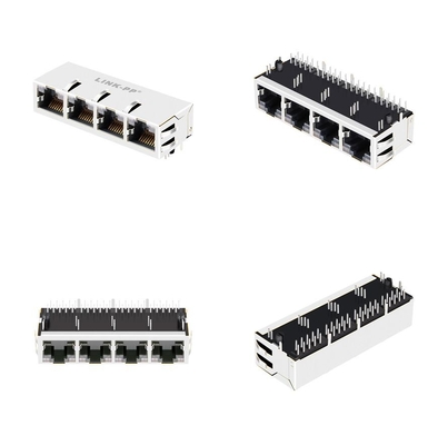 10G Base-T 1x4 Port UP Through Hole Magnetic Jack JT6-1473NL RJ45