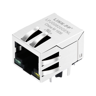 5-6605435-6 تک پورت 100/1000 پایه-T محافظ Rj45 جک کانکتور زبانه پایین سبز/زرد LED