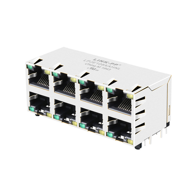 جک RJ45 پورت 2X4 LPJE108XAHNL سازگار با RJSAE-5384-04 بدون مغناطیسی یکپارچه