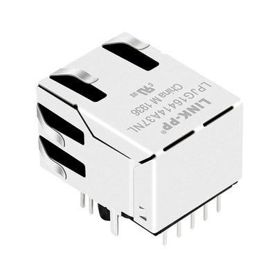 93637-8617 تک پورت شیلددار Rj45 زن کانکتور با تب LED تا 1000 Base-T