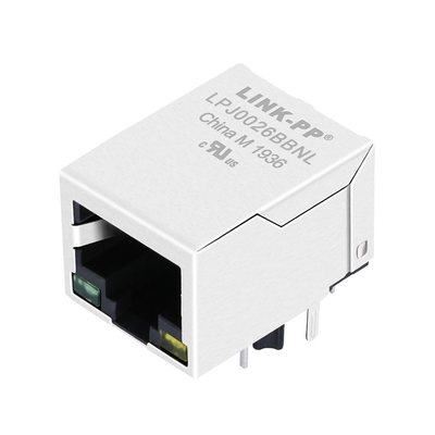 HFJ11-S026E-S1LS12 10/100 Base-T سبز / زرد LED 1x1 پورت RJ45 اترنت Magjack