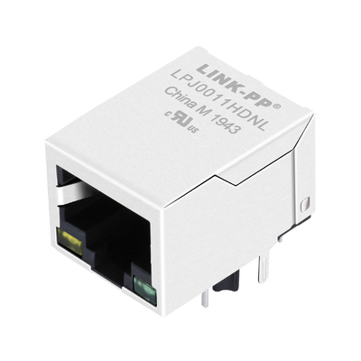 HFJ11-2450E-S1L21RL Tab Down 10/100 Base-T RJ45 جک اتصالات LED زرد / سبز با مغناطیسی