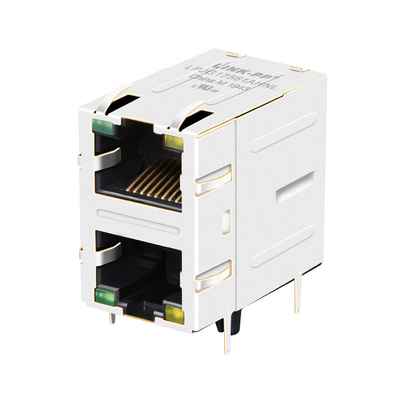 JXD9-1002NL 2x1 پورت Cat6 RJ45 جک مغناطیسی 100/1000 پایه-T LED سبز/زرد