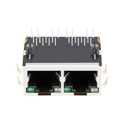 2250309-1 1X2 Port 10G Base-T Rj45 Jack Connector Tab Up سبز رنگ زرد / سبز LED