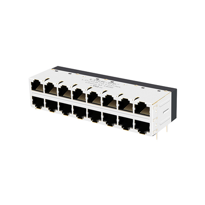 JT5-2853NL مغناطیسی ورودی جانبی RJ45 جک بدون سرب 2x8 با مغناطیسی یکپارچه