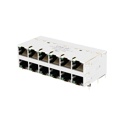 جک های مغناطیسی JT5-2670NL THT RJ45 10G پایه-T 2x6 پورت با LED