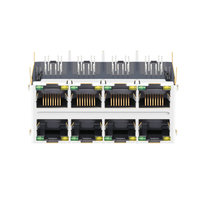 2x4 RJ45 اتصالات مغناطیسی JT5-2410NL سازگار LINK PP 10G Base-T با LED