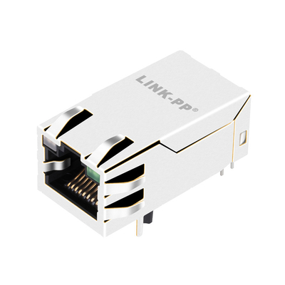 2250150-1 Tab Up 2.5G Base-T 4PPoE Rj45 Magjack Connector with GO/G Light Pipe