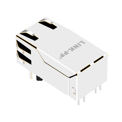 0826-1X1T-KL-F 4PPoE 100W تک پورت 5G پایه-T مغناطیسی RJ45 جک تب بالا با LED