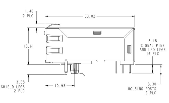 1-1840784-1 گیگابیت 1000base-T Rj45 یکپارچه ماژول های رابط Tab Up