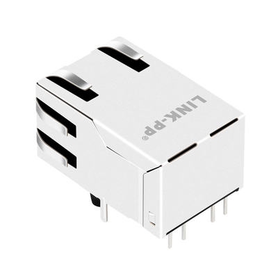 0875-1A1T-P2 6PIN RJ45 جک مغناطیسی 1X1 Port Tab Up سبز/زرد LED RoHS