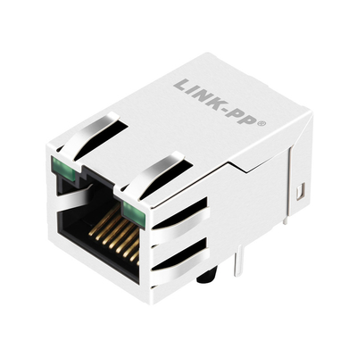 0875-1G1T-P2 تک پورت جک ماژولار 10/100BASE-T rj45 6 پین Tab Up سبز/سبز LED