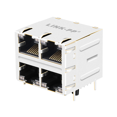 JT5-2210NL 10G Base-T 2x2 پورت Rj45 کانکتورهای 12 پین THT با لوله های نور