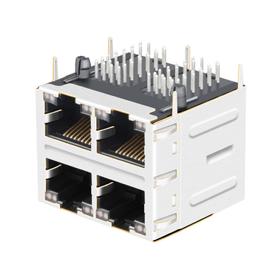 جک JT5-2210NL 10G Base-T 2x2 پورت Rj45 جک JT5-2210NL 12p8c THT با LED