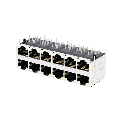 کانکتور زن جک مغناطیسی JT5-2610CNL 10G BASE-T 2X6 PORT RJ45 با لوله های نور