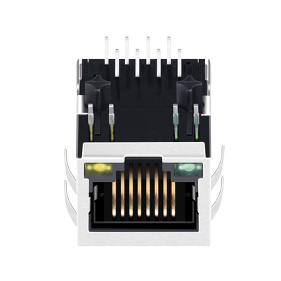 زبانه پایین اتصال مغناطیسی ARJM11A1-009-AB-EW2 100 BASE-T 8P8C تک پورت RJ45