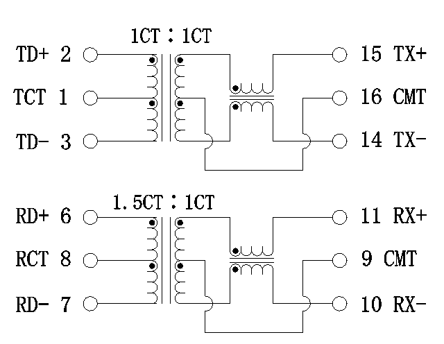 HX1225FNL / HX1225FNLT 100Base-T Ethernet MDL 1: 1 TU ترانسفورماتور جداسازی