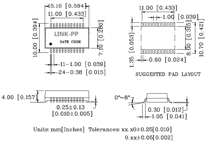 GST5009 LF 1000 BASE-T MAGNETICS MODULE IEEE 802.3ab استاندارد برای 1000 BASE-T